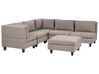 5 Seater Right Hand Modular Fabric Corner Sofa with Ottoman Brown UNSTAD_924977