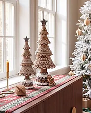 Lot de 2 décorations de Noël KOPPELO 33/42 cm Arbre de Noël Marron_1175640