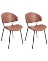 Set of 2 Faux Leather Dining Chairs Brown KIANA_938989