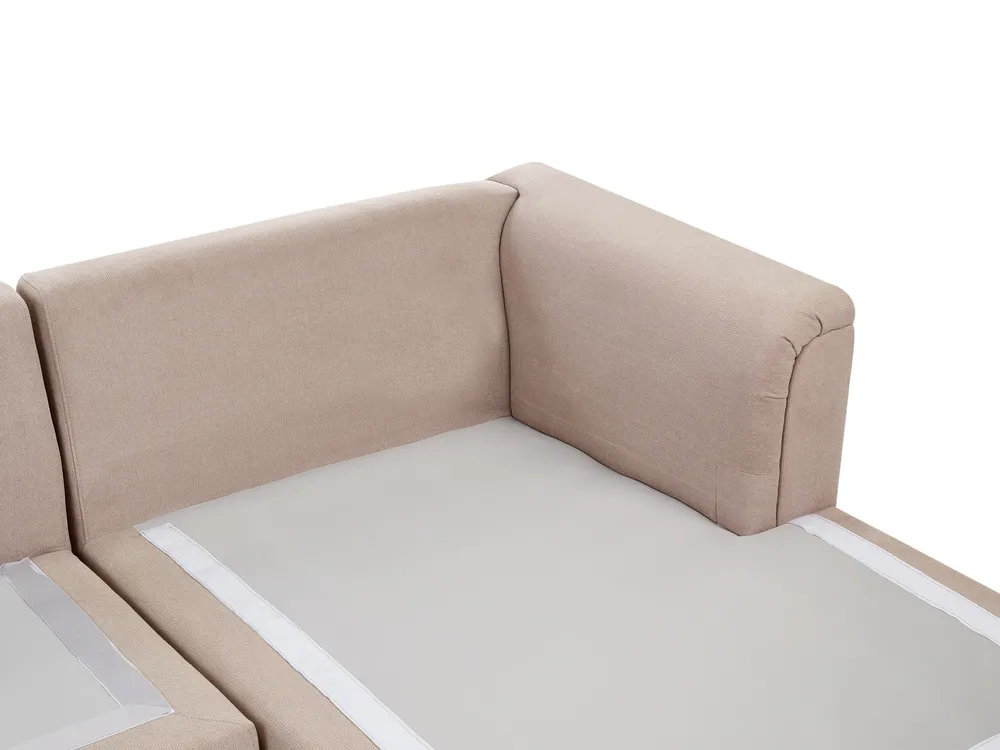 Corner Sofa 4 Seater KOHLO with Ottoman Fabric Taupe Left Hand_945161