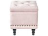 Repose-pieds avec rangement en velours rose pastel LORETTO _933959