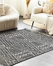 Tappeto KHENIFRA Nero 160 x 230 cm Cotone_1183446