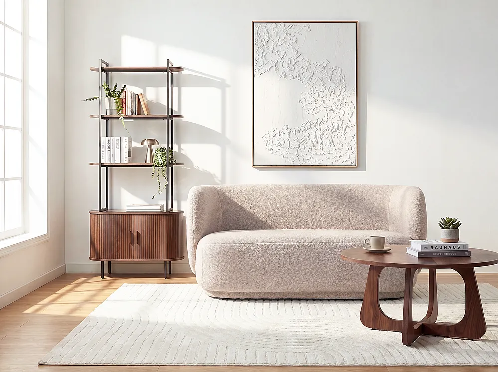 Sofa 3 Seater MELLOSA Boucle Beige_1197299
