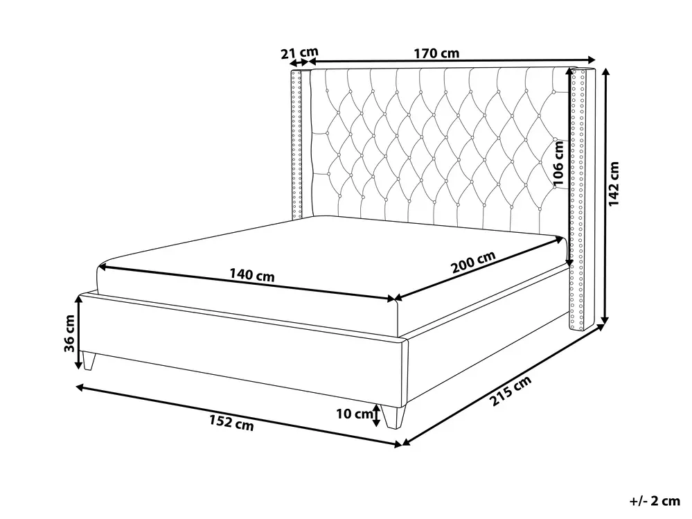 Bed Velvet LUBBON 140 x 200 cm (EU Double) Beige_899025