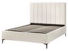 Cama con almacenaje de bouclé blanco crema 160 x 200 cm SEZANNE_939772