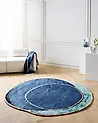 Rug KANRACH Navy Blue 200 x 200 cm Viscose