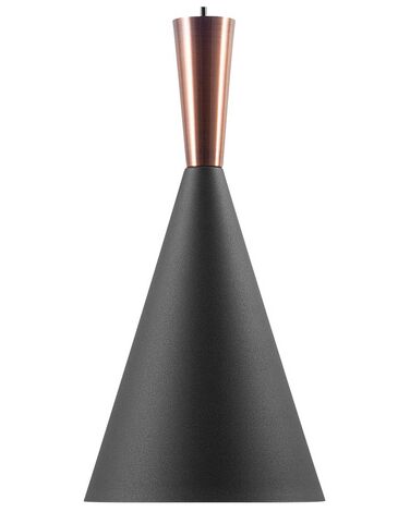 Metal Pendant Lamp Black with Copper TAGUS