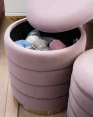 Set di 2 pouf contenitore GARLAND Velluto Rosa_1055314