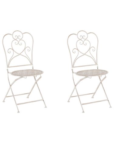 Set of 2 Metal Garden Folding Chairs Beige TRIESTE