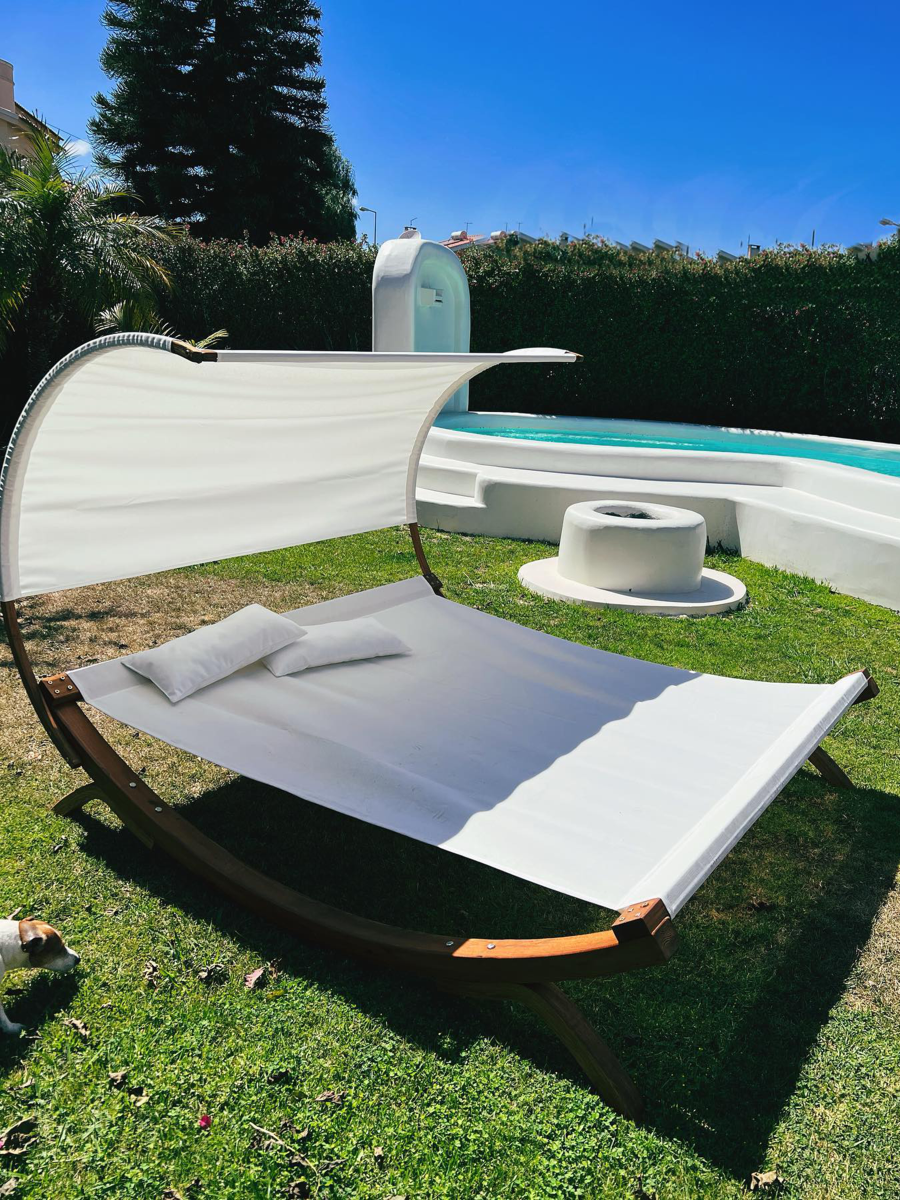 Leżak ogrodowy drewniany biały TERAMO_824832