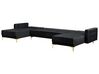 5 Seater U-Shaped Modular Velvet Sofa with Ottoman Black ABERDEEN_857195