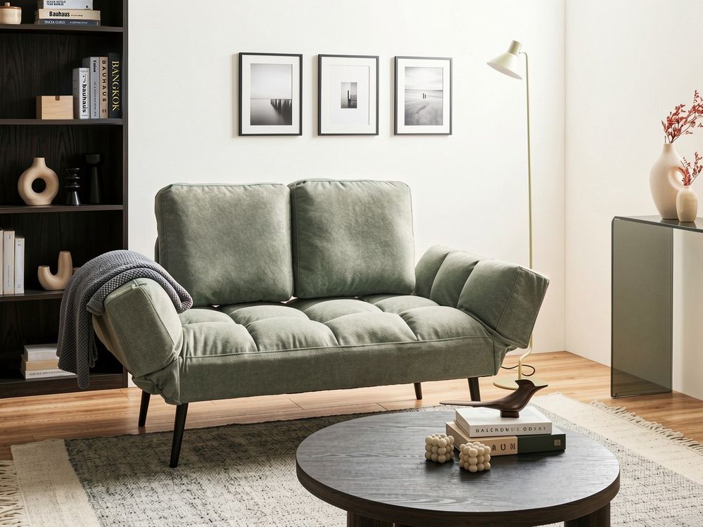 Canapea extensibilă cu 2 locuri BREKKE Verde deschis
