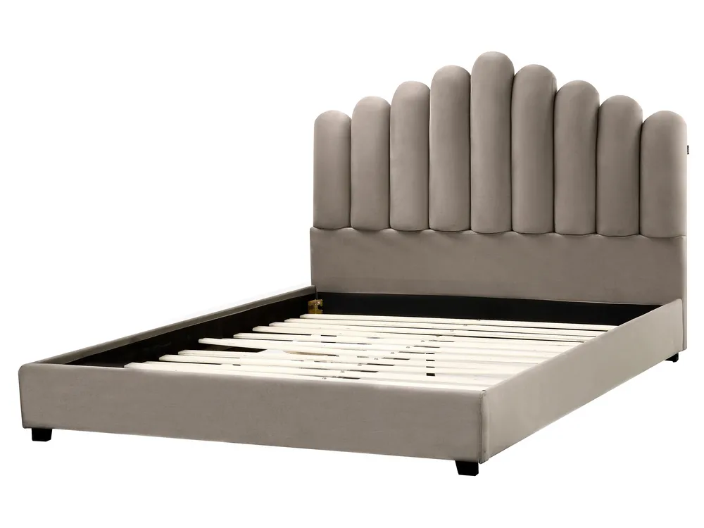 Letto Velluto VINCENNES 160 x 200 cm Tortora_974778