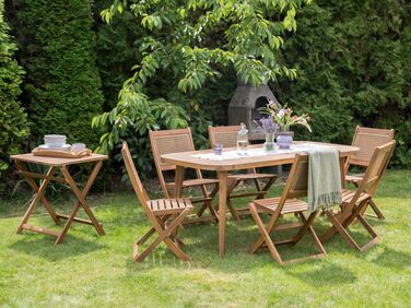 6 Seater Certified Acacia Wood Garden Dining Set Light PARAGGI