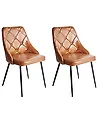 Set of 2 Dining Chairs VALERIE Faux Leather Golden Brown