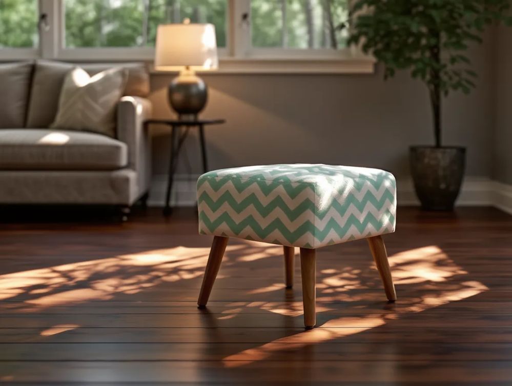 Footstool MANTEO Cotton Mint Green