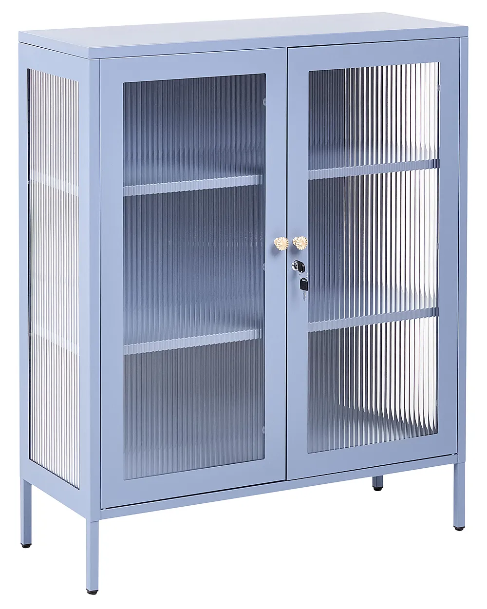 Glass Display Cabinet HARLYN  90 cm Metal Blue