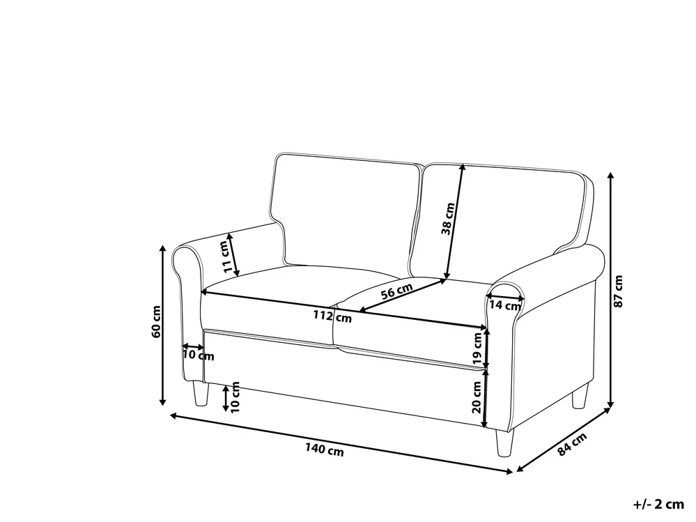 Sofa 2 Seater RONNEBY Fabric Beige_926454