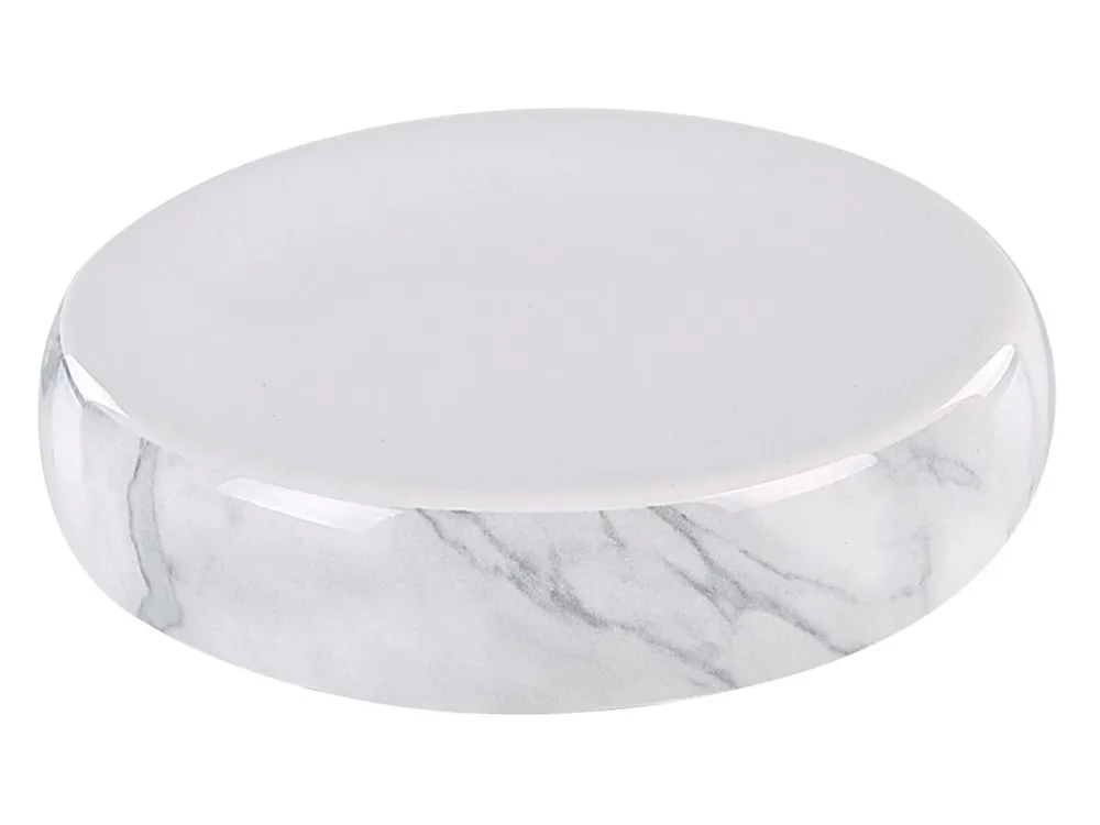 4-Piece Bathroom Accessories Set ARAUCO Ceramic Marble Effect White Marble_788578