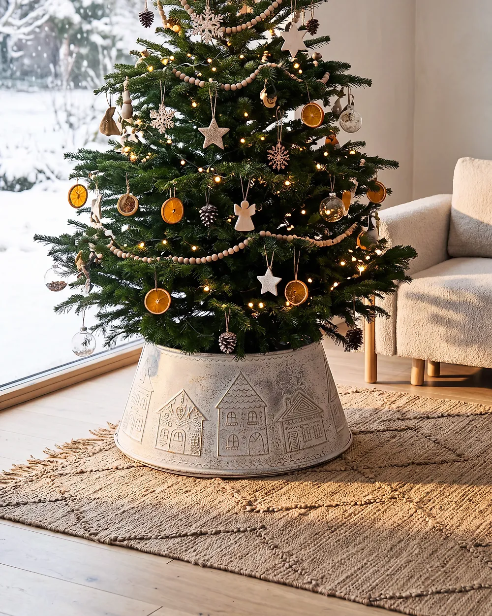 Jupe de sapin de Noël HEINOLA 72 cm Métal Blanc cassé