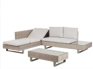 Set di divani angolari da giardino 5 posti LANCIANO Rattan sintetico (PE) Bianco sporco Lato destro_930961