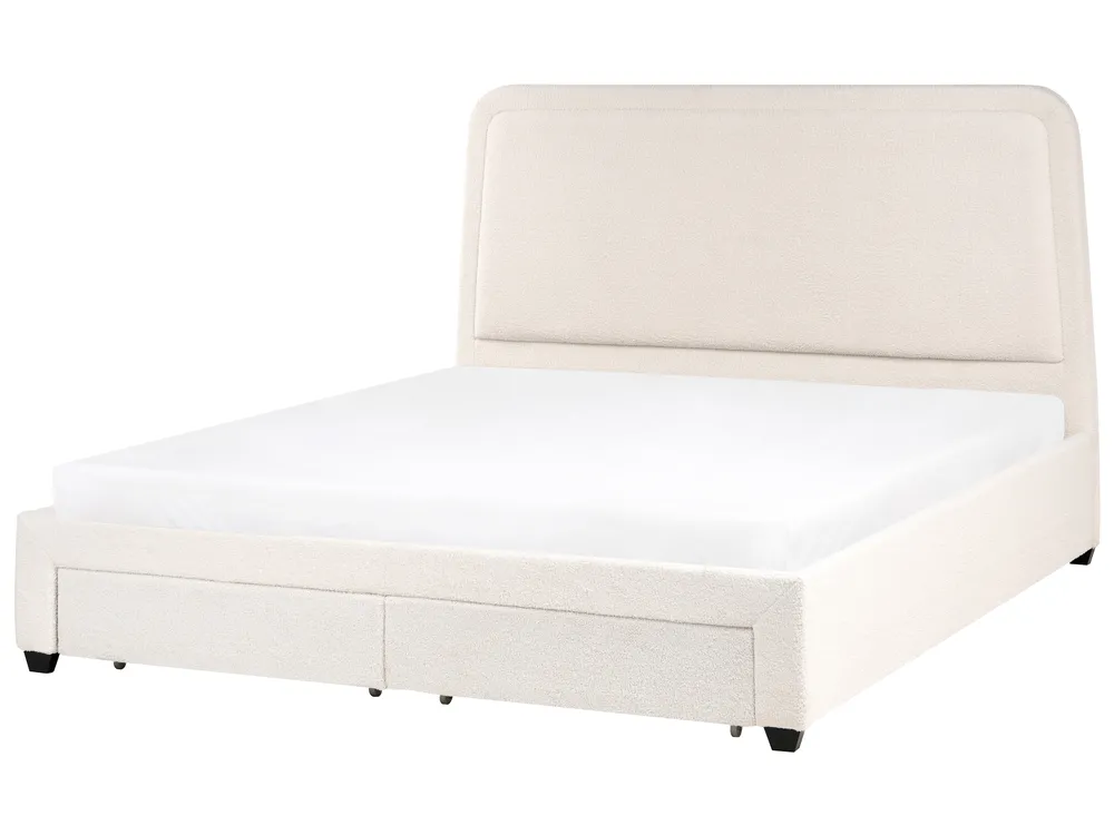 Bed with Storage Drawers SARDENT Boucle Off-White 180 x 200 cm (EU Super King)_1009200