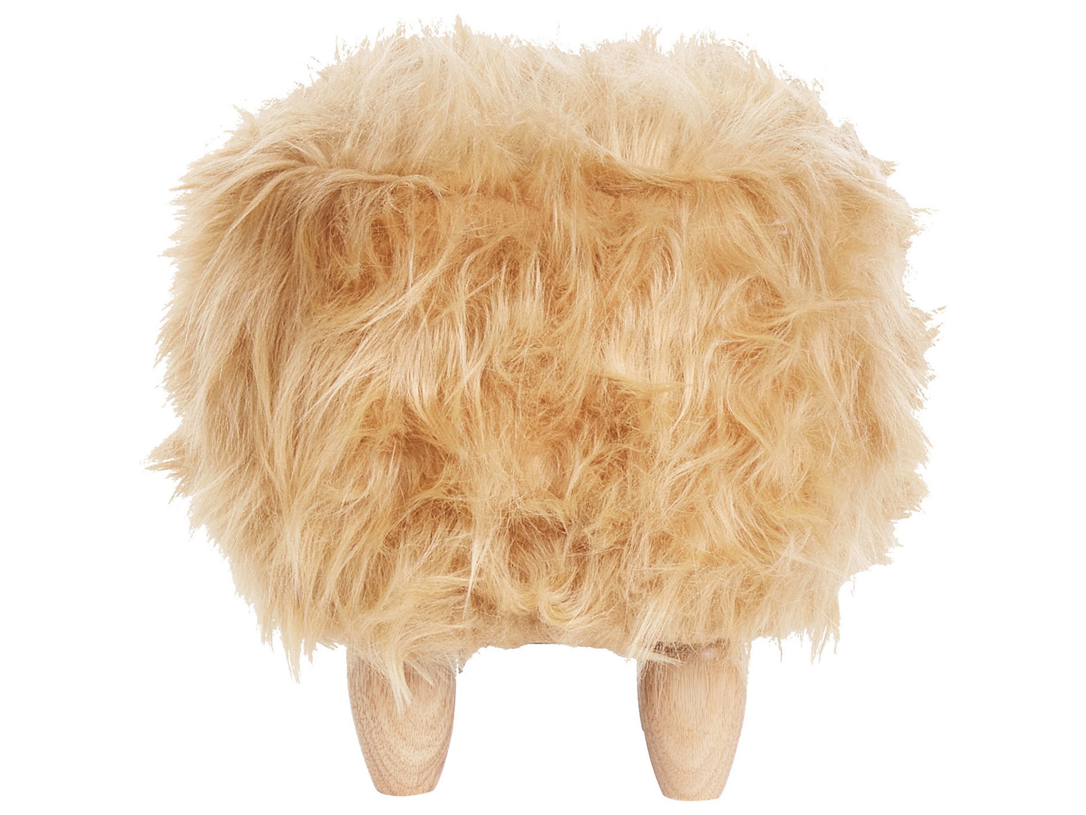 Faux Fur Animal Stool Sand Beige WOOLLY | Beliani.co.uk