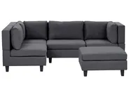 Modular Corner Sofa 4 Seater UNSTAD with Ottoman Fabric Dark Grey Right Hand_924619