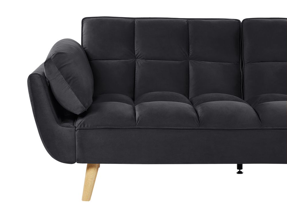 Velvet Sofa Bed Black ASBY Beliani