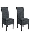 Set of 2 Dining Chairs ANDES Rattan Black