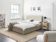 Lit avec tiroirs de rangement SOUTRIN Tissu Beige 160 x 200 cm_993422