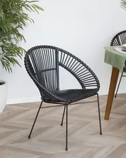 Sedia da pranzo SARITA Rattan Nero_734869