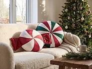 Set of 2 Decorative Cushions TWIRL TREATS 55 x 55 cm 40 x 40 cm Velvet Multicolour Christmas Motif_1187143