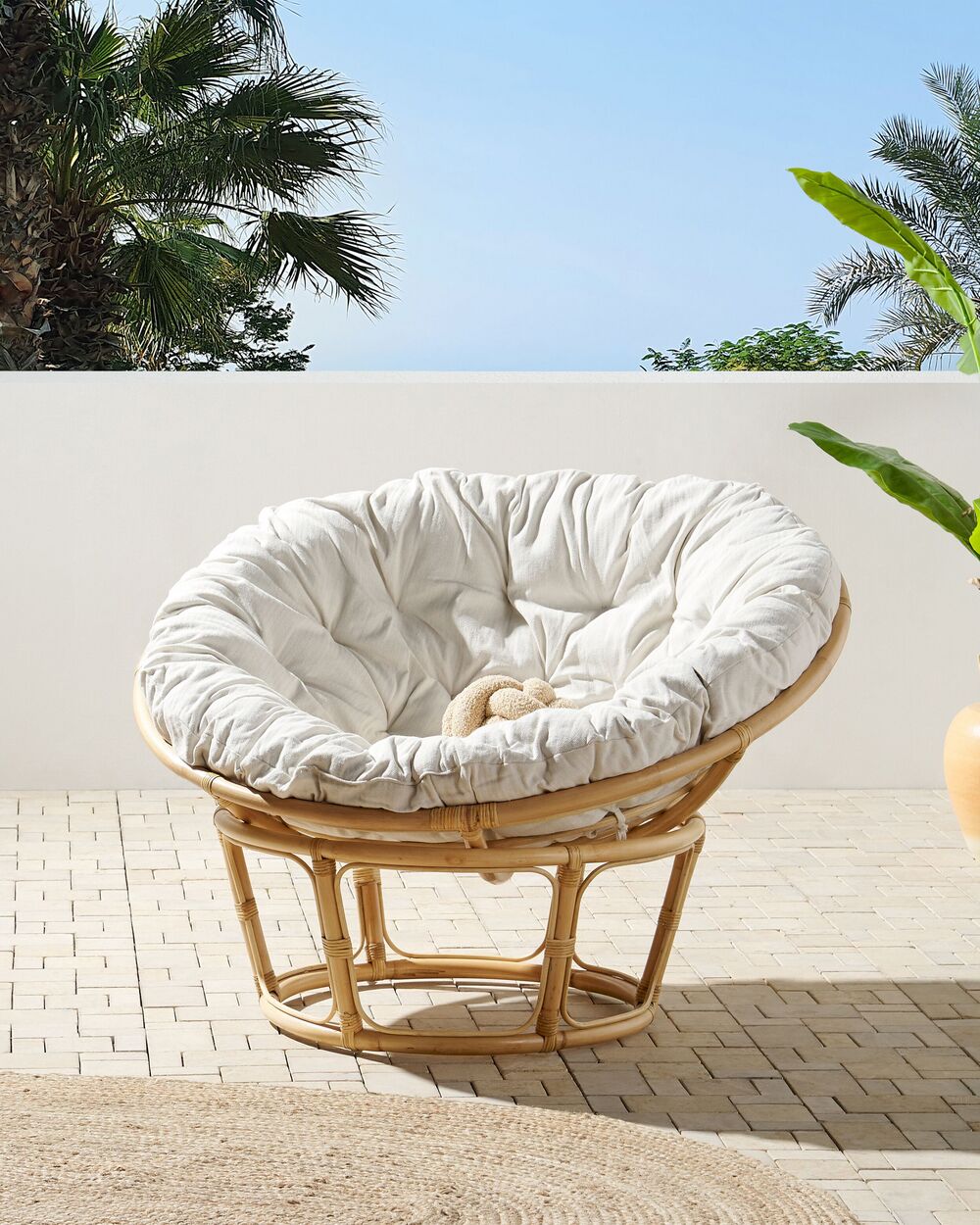 Rattan Chair Natural and Light Beige SALVO Beliani