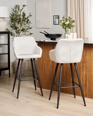 Set of 2 Velvet Bar Chairs Off-White CASMALIA