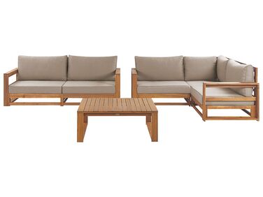 Set divani da giardino 4 posti in legno d'acacia chiaro TIMOR II