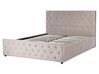 Zamatová posteľ s úložným priestorom 160 x 200 cm sivobéžová AMIENS_914353