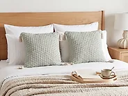 Set of 2 Decorative Cushions HAKONE 42 x 42 cm Mint Green Geometric Pattern_1186282