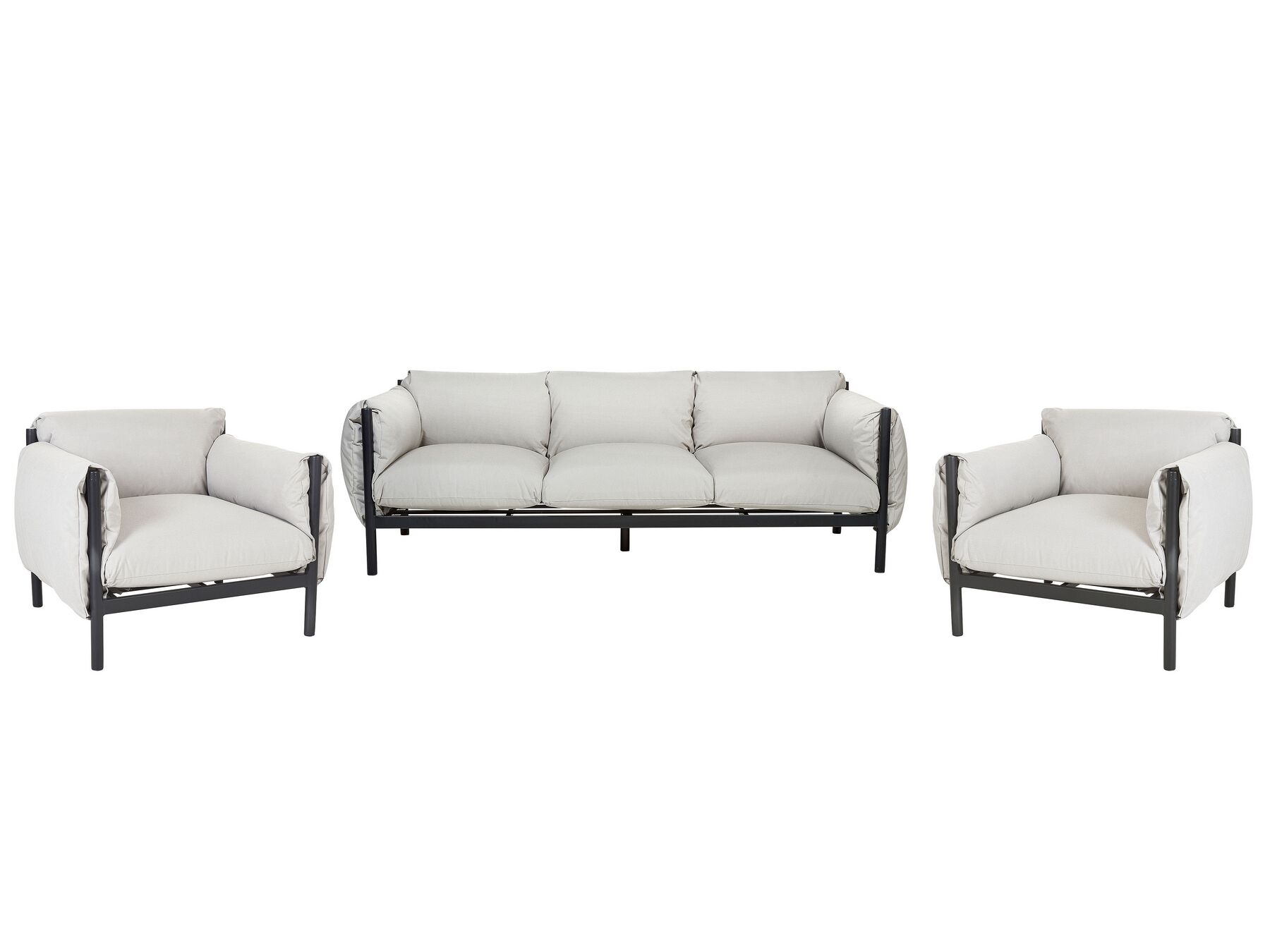 Aluminium Garden Set 3 Seater Sofa with Armchairs Light Grey ESPERIA_868682