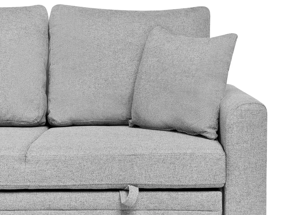 Corner Sofa Bed 3 Seater NASSJO Faux Linen Grey Right Hand_999952