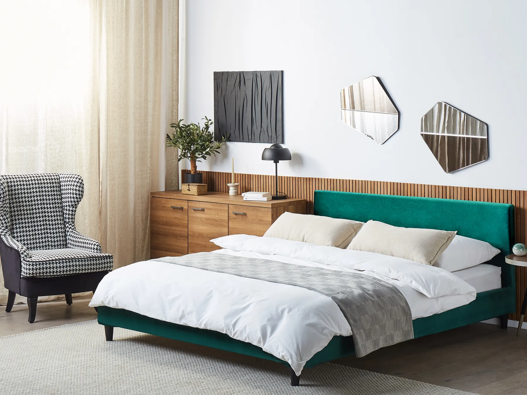 Bed Velvet FITOU 180 x 200 cm (EU Super King) Dark Green_710866