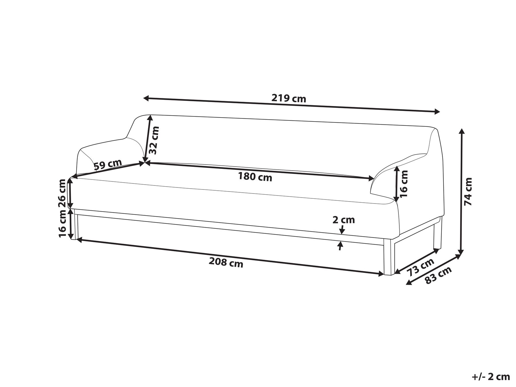 3 Seater Fabric Sofa Burgundy SOSJO _940881