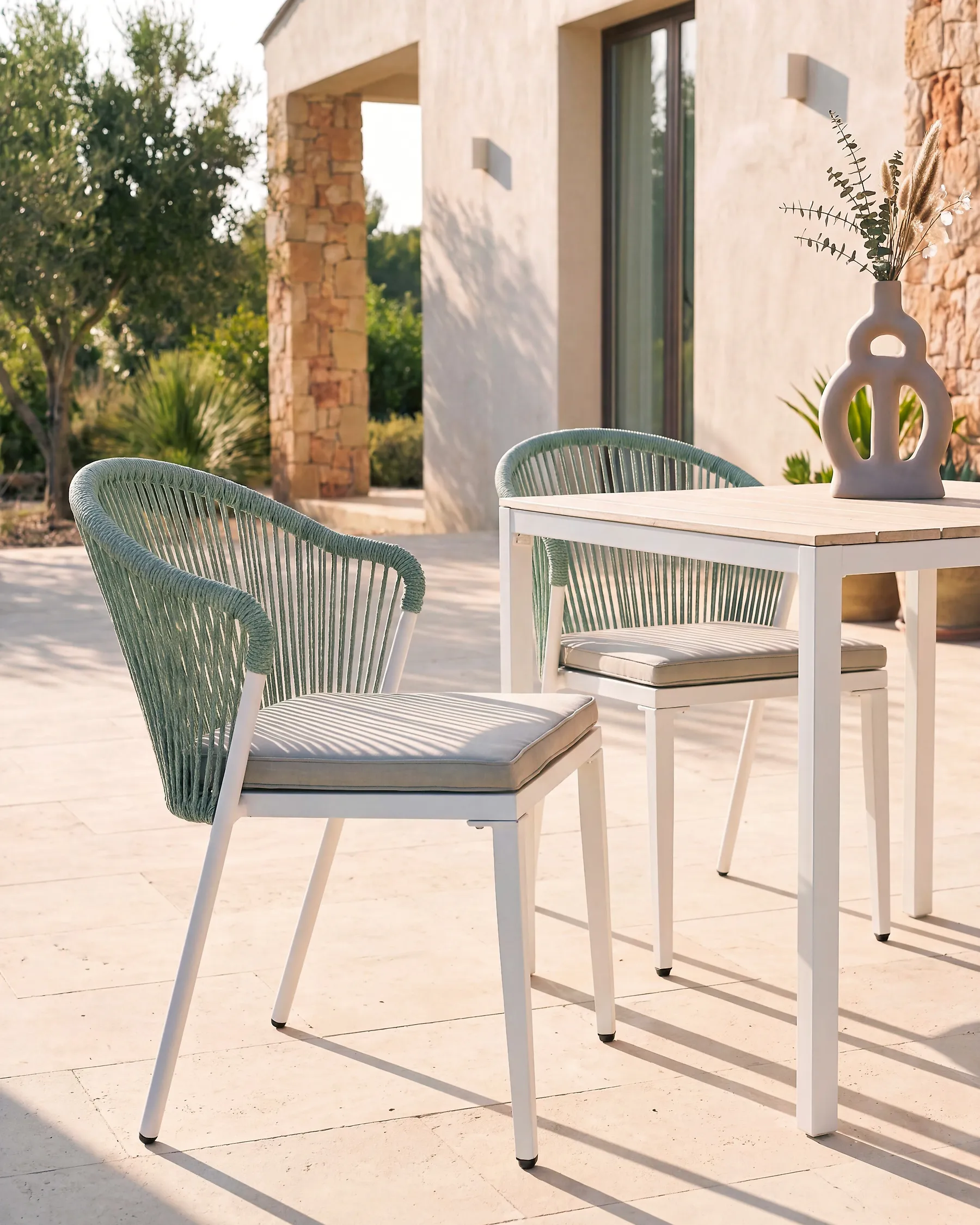 Set of 2 Garden Chairs with Cushions PARANEA Metal Green_1179762