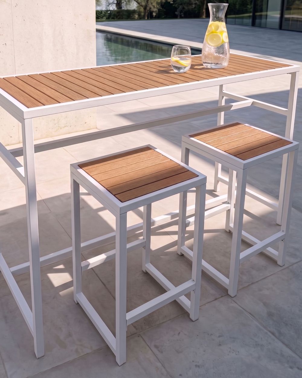 Silla de bar de jardín AVETRANA Metal Marrón/Blanco