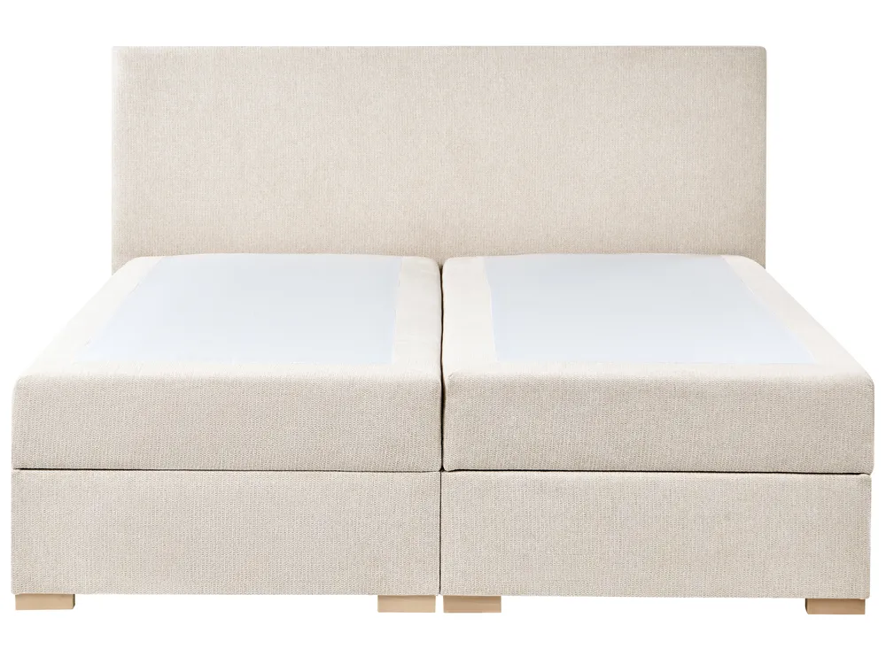 Divan Bed with Storage MAJOR Fabric Light Beige 180 x 200 cm (EU Super King)_1028077