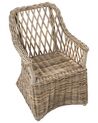 Gartensessel Rattan natürlich 2er Set Auflagen hellbeige MAROS II_932921