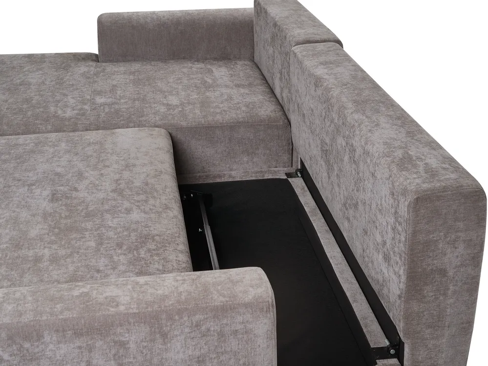 Corner Sofa Bed 3 Seater NUBORG Chenille Taupe Right Hand_1017456