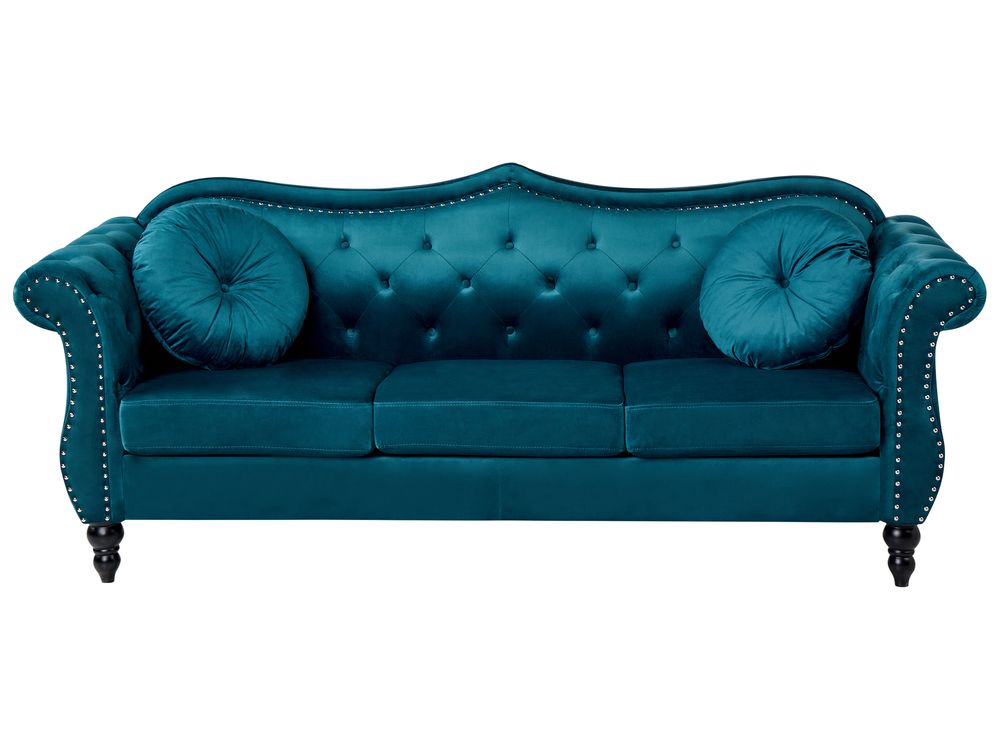Sofa 3-Sitzer SKIEN Samtstoff Blaugrün