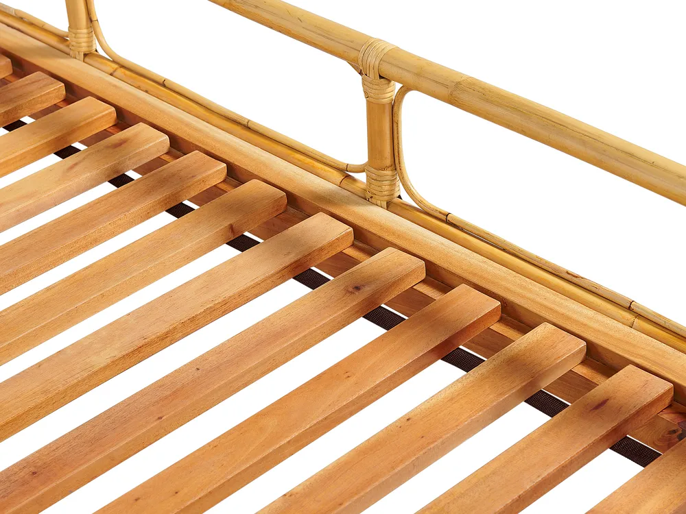 Lit avec sommier Rotin FLORENTINE 160 x 200 cm Marron clair_868931