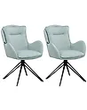Set of 2 Dining Chairs Swivel AVELAR Fabric Light Blue